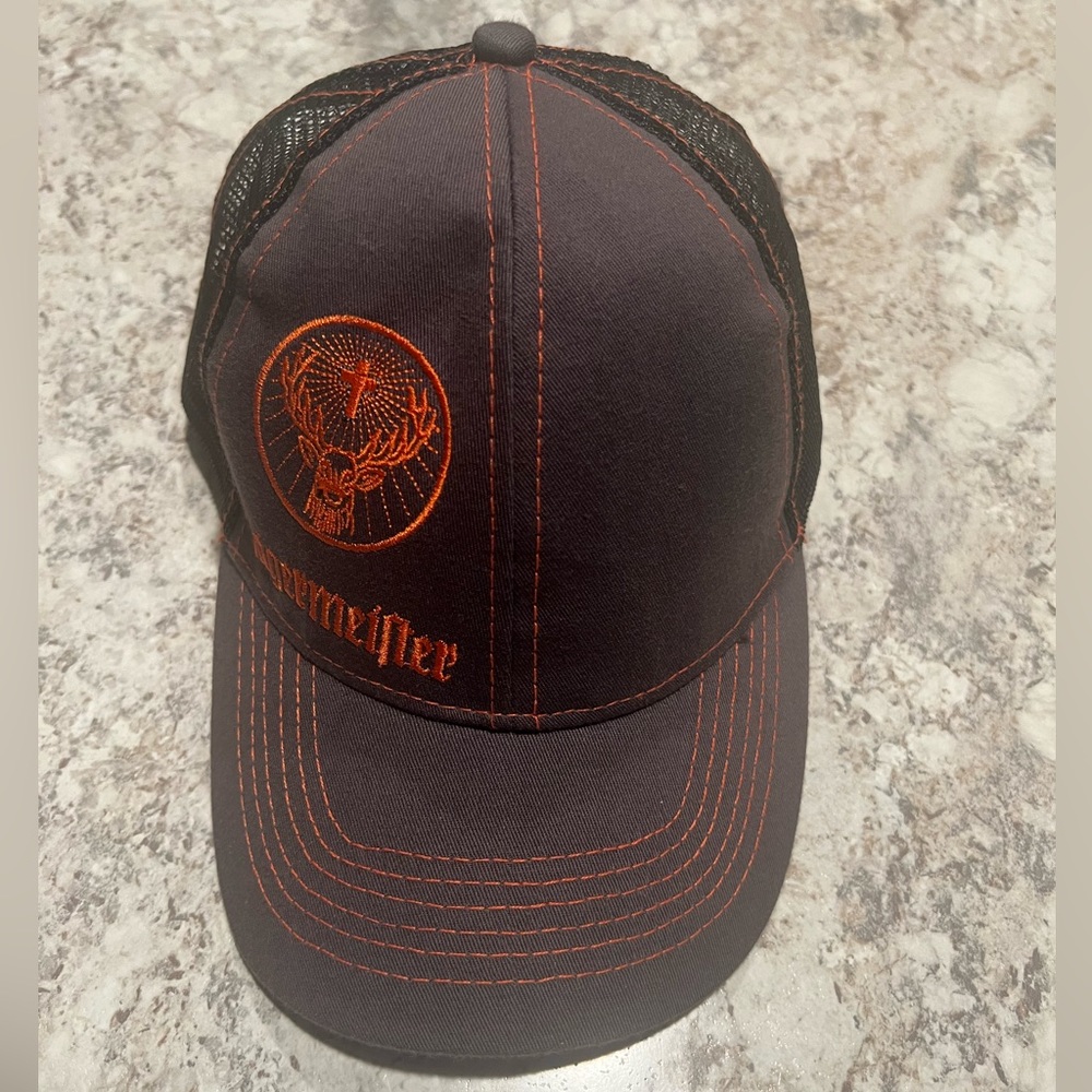 Jagermeister Ball Cap Snapback Truckers Hat Adjustable Black Orange Embroidered